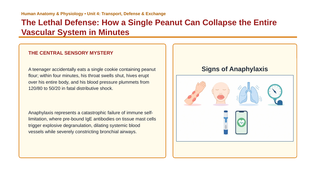 The Immune & Lymphatic Systems Phenomena-Based Lesson: The Lethal Defense: How a Single Peanut Can Collapse the Entire Vascular System in Minutes Presentation sample page