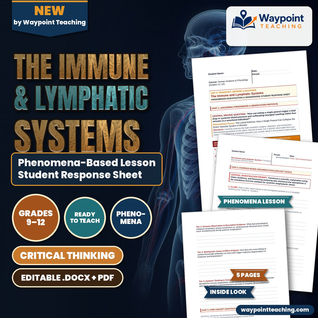 The Immune & Lymphatic Systems Phenomena-Based Lesson: The Lethal Defense: How a Single Peanut Can Collapse the Entire Vascular System in Minutes Student Response Sheet cover