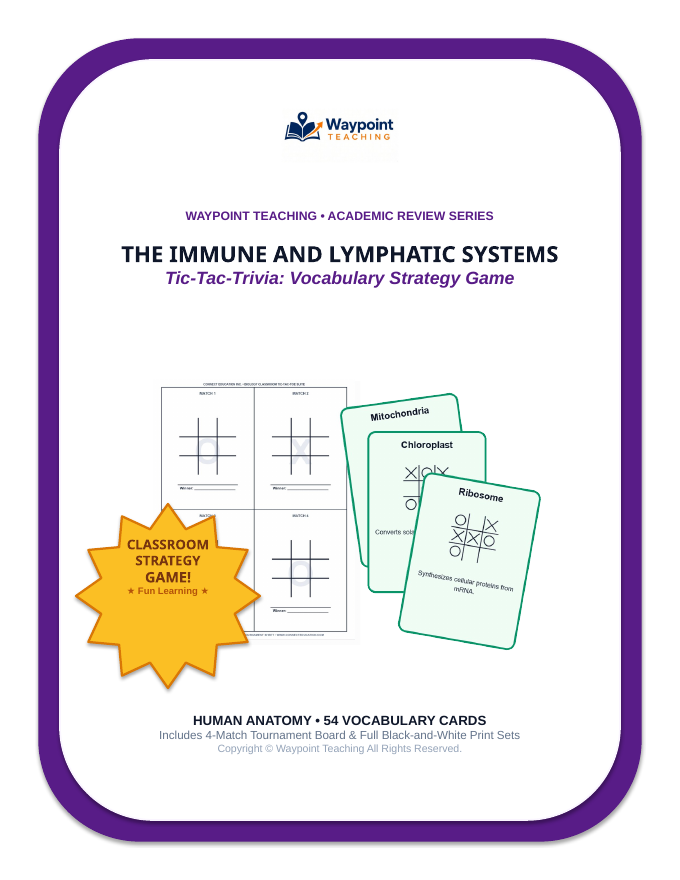 The Immune & Lymphatic Systems Tic-Tac-Toe Review Game sample page
