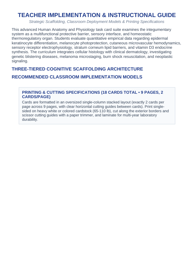 The Integumentary System CER Task Cards sample page