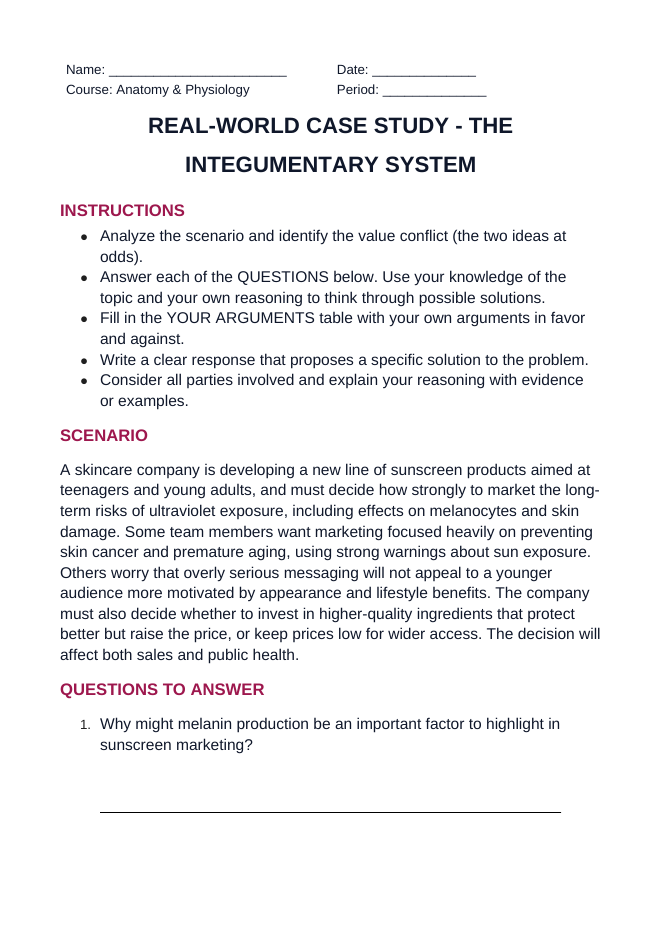The Integumentary System Real-World Case Study sample page