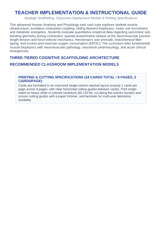 The Muscular System CER Task Cards sample page