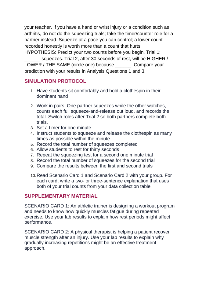 The Muscular System Interactive Simulation sample page