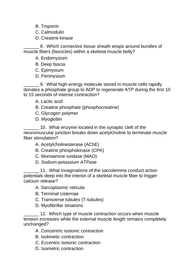 The Muscular System Lesson Quiz sample page