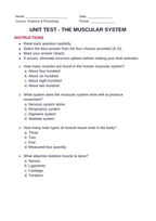The Muscular System Unit Test sample page