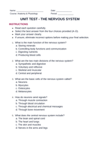 The Nervous System Unit Test sample page