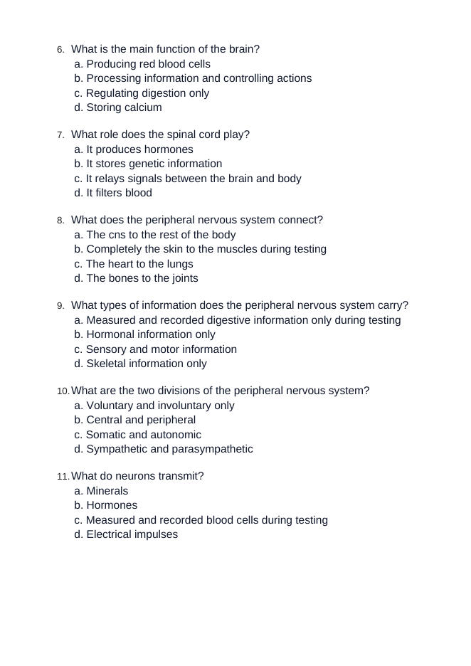 The Nervous System Unit Test sample page