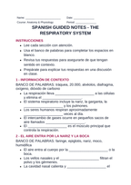 The Respiratory System Spanish Guided Notes sample page