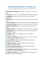 The Respiratory System Vocabulary Words & Definitions sample page