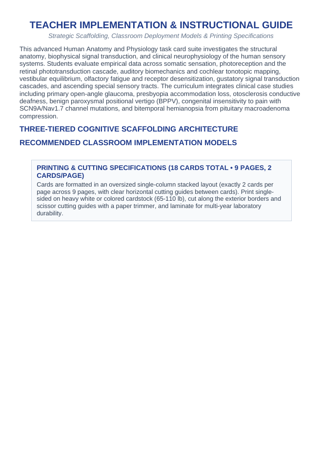 The Sensory Systems CER Task Cards sample page