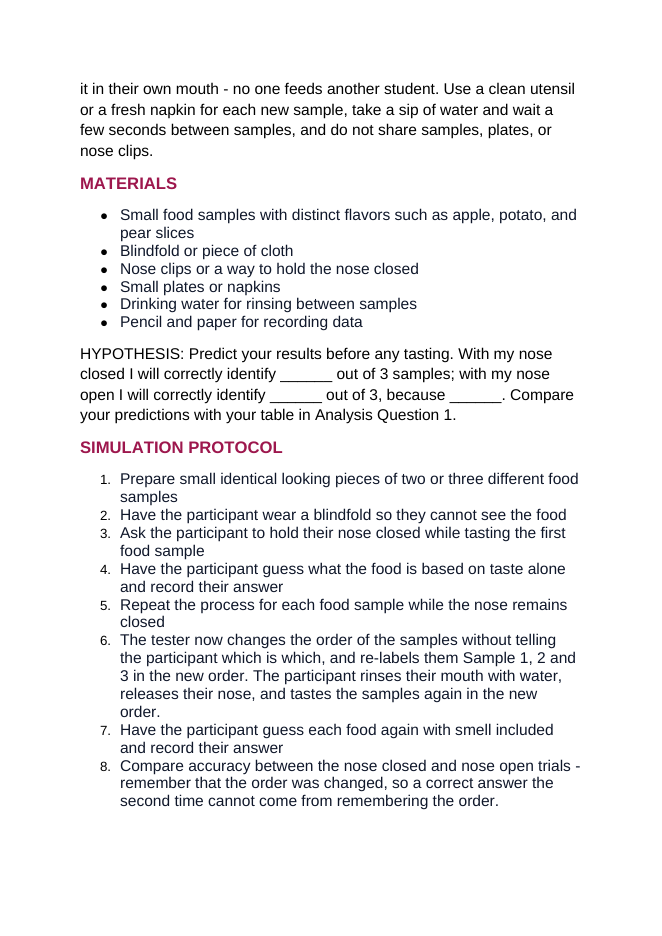 The Sensory Systems Interactive Simulation sample page