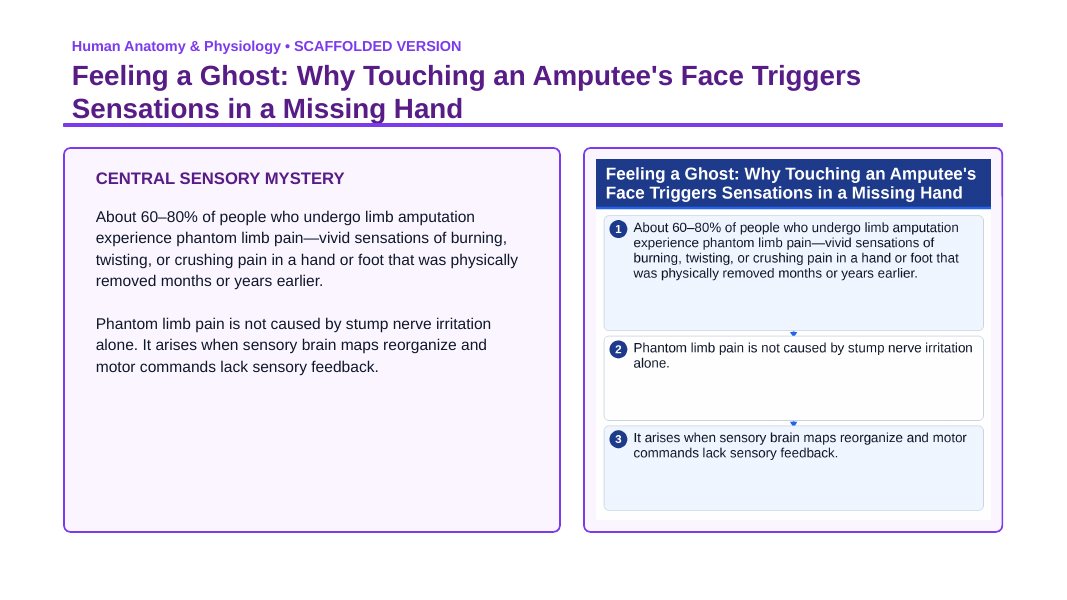 The Sensory Systems Scaffolded Phenomena-Based Lesson: Feeling a Ghost: Why Touching an Amputee's Face Triggers Sensations in a Missing Hand Presentation sample page