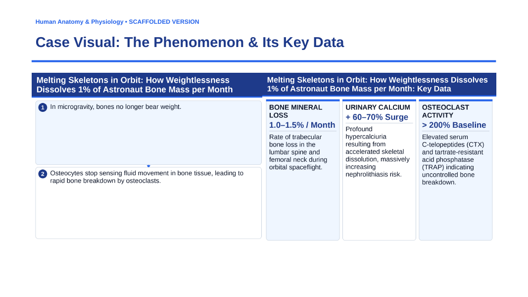 The Skeletal System Scaffolded Phenomena-Based Lesson: Melting Skeletons in Orbit: How Weightlessness Dissolves 1% of Astronaut Bone Mass per Month Presentation sample page