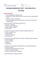 The Skeletal System Spanish Unit Test sample page
