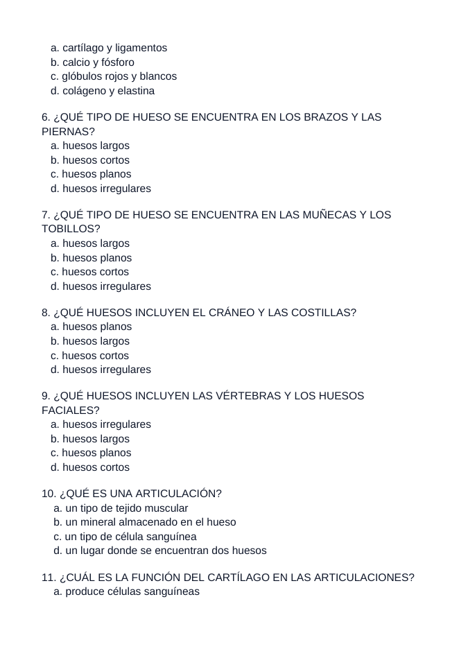 The Skeletal System Spanish Unit Test sample page