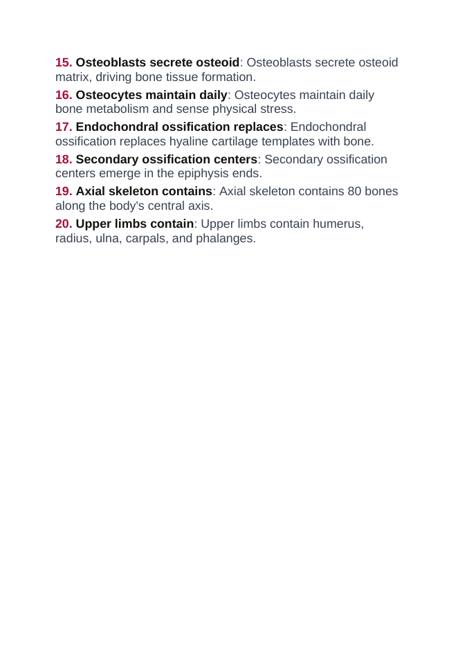 The Skeletal System Vocabulary Words & Definitions sample page