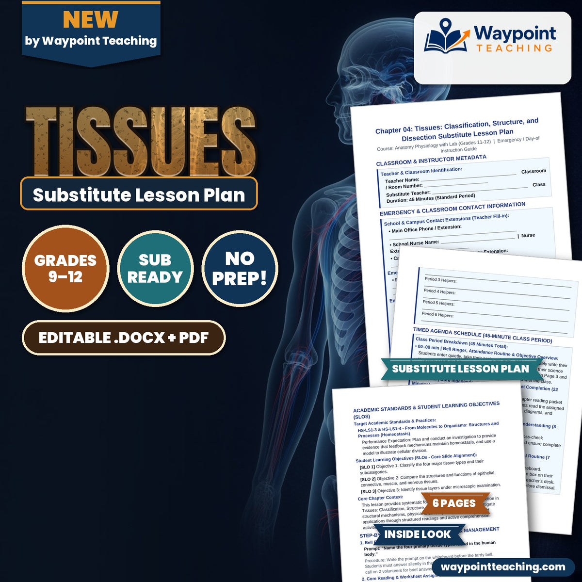 Tissues: Types, Structure, & Function Substitute Lesson Plan cover