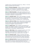 Tissues: Types, Structure, & Function Vocabulary Choice Board sample page