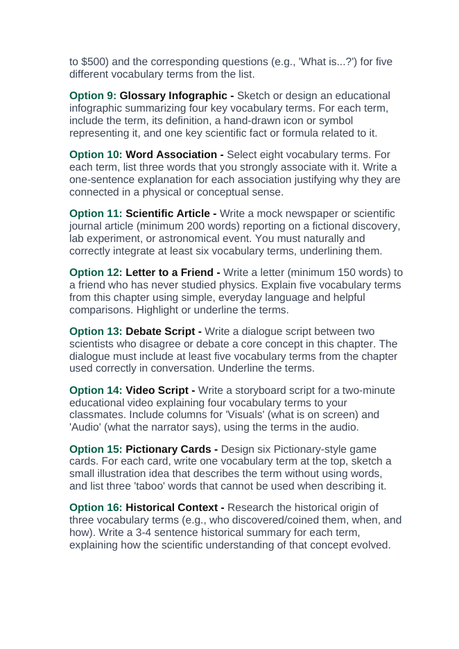 Tissues: Types, Structure, & Function Vocabulary Choice Board sample page