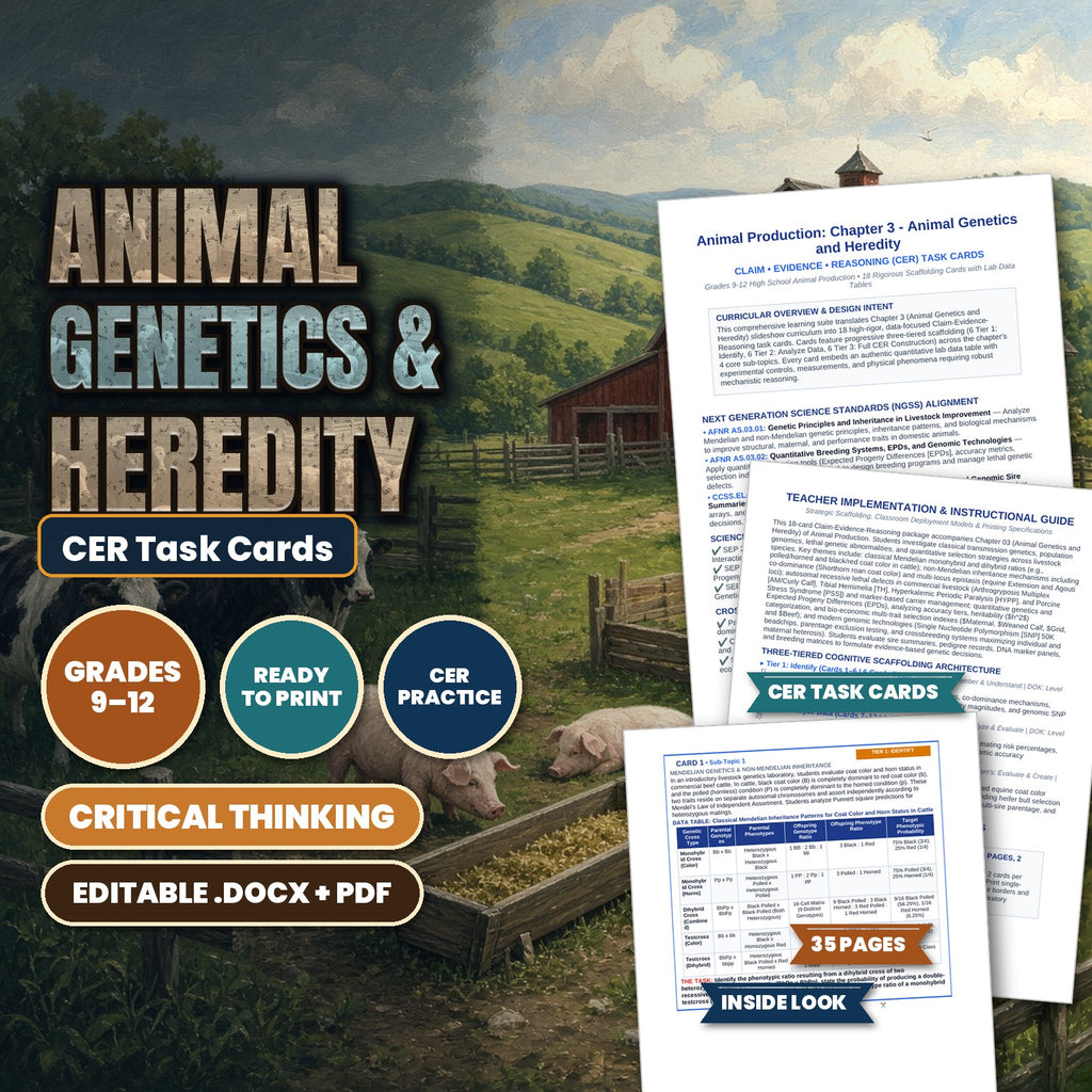 Animal Genetics & Heredity CER Task Cards cover