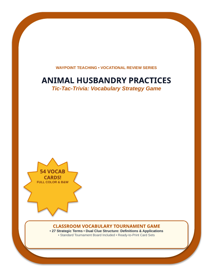 Animal Husbandry Practices Tic-Tac-Toe Review Game sample page