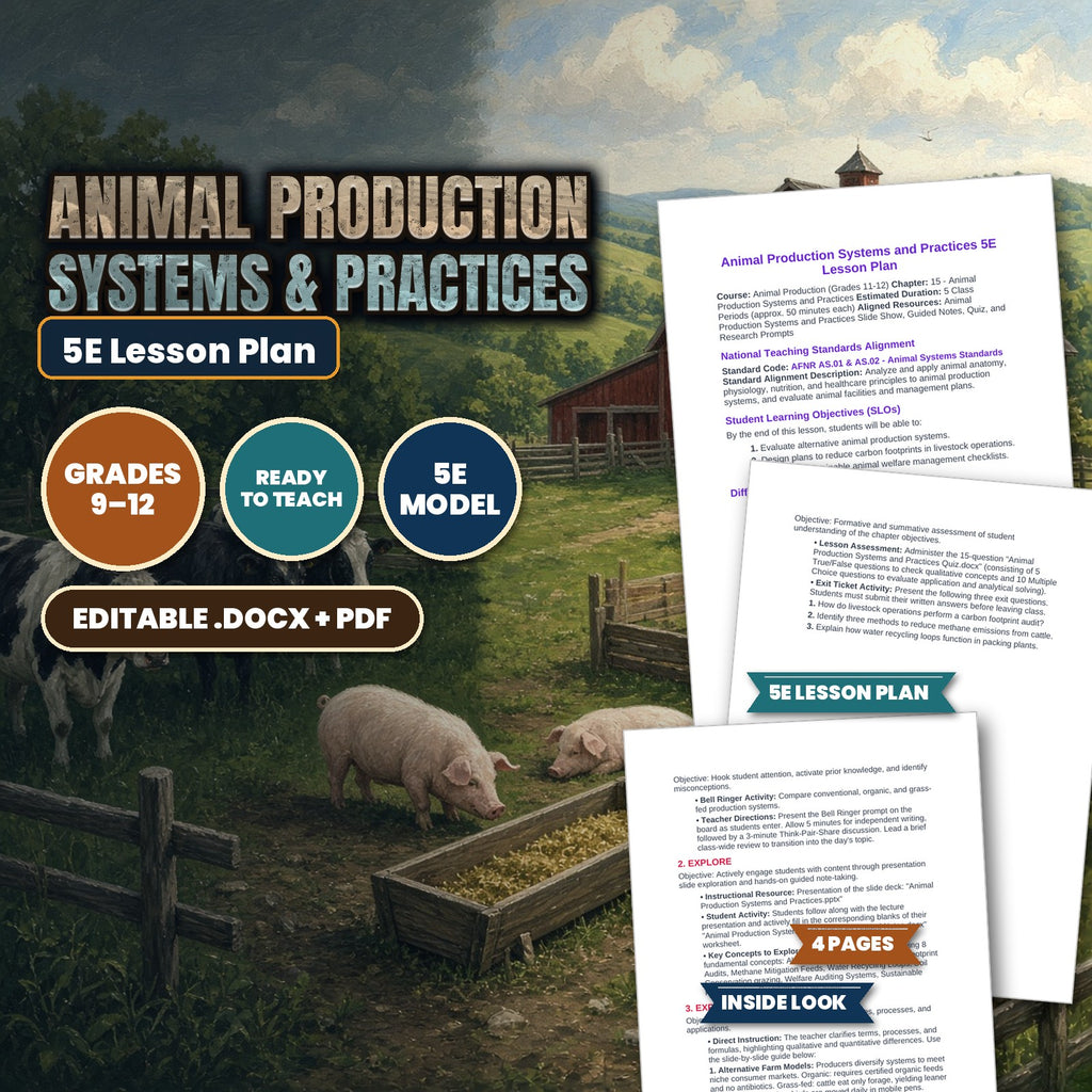 Animal Production Systems & Practices 5E Lesson Plan cover