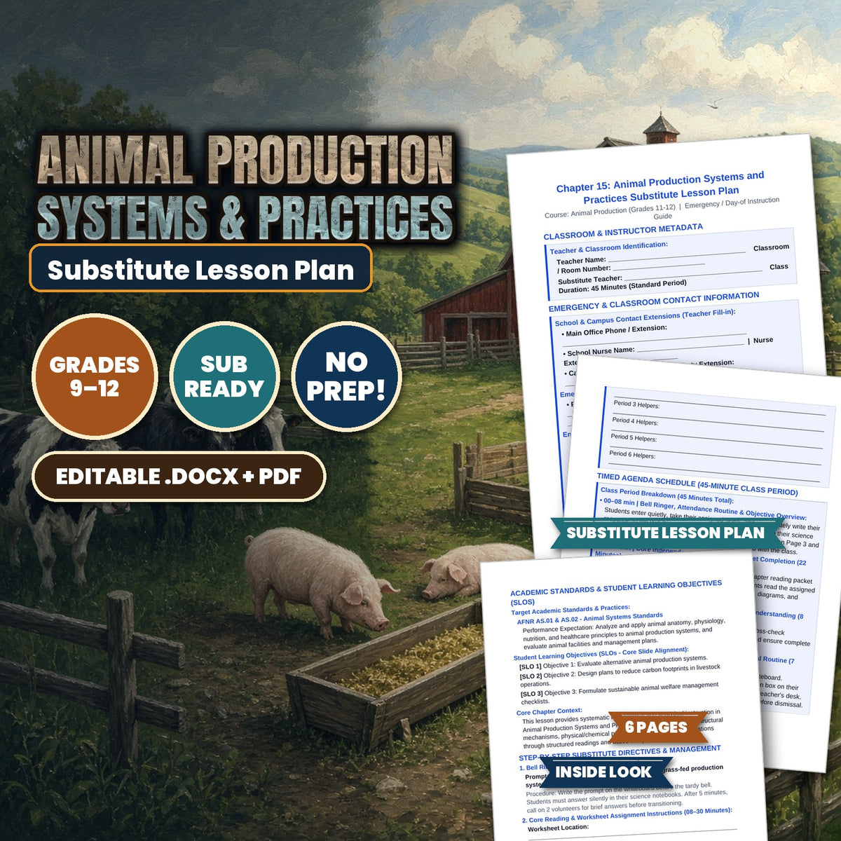 Animal Production Systems & Practices Substitute Lesson Plan cover