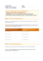 Core Nutrition of Animals Scaffolded Phenomena-Based Lesson: How Cows Make Milk Sugar Student Response Sheet sample page