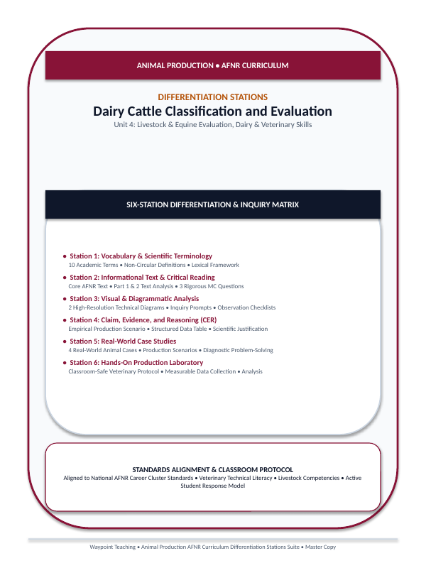 Dairy Cattle Classification & Evaluation Differentiation Stations sample page