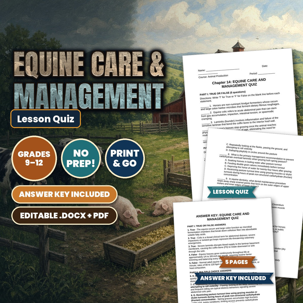 Equine Care & Management Lesson Quiz cover
