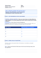 Equine Classification & Evaluation Phenomena-Based Lesson: How a Horse Can Doze Standing Up Student Response Sheet sample page