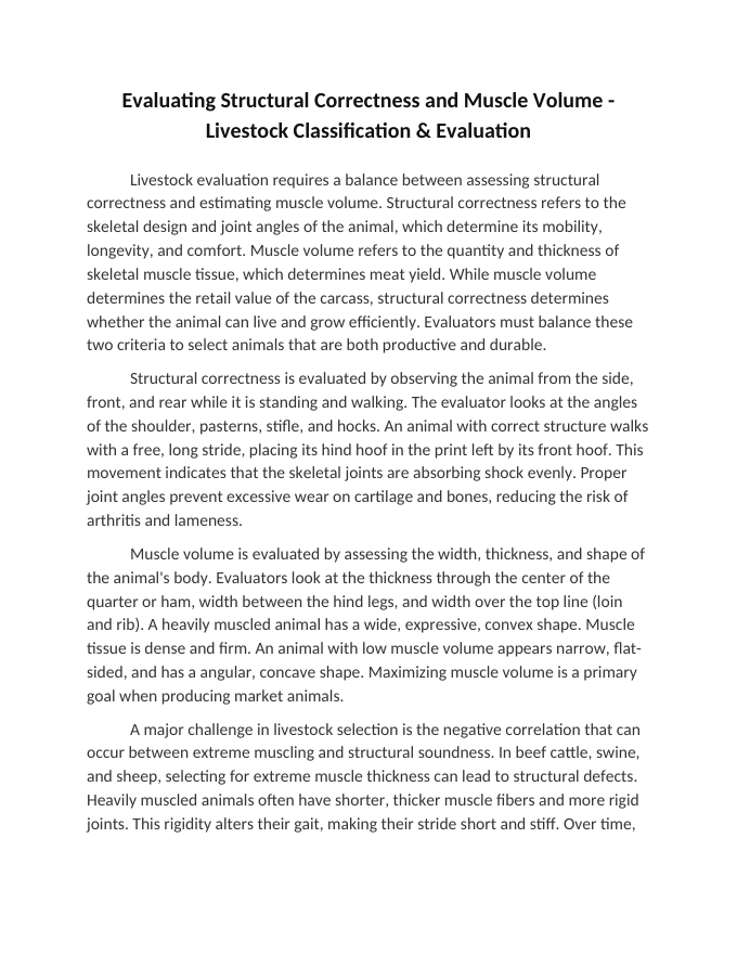 Evaluating Structural Correctness and Muscle Volume Reading Worksheet sample page
