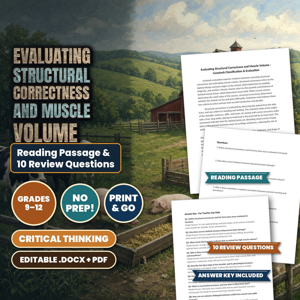 Evaluating Structural Correctness and Muscle Volume Reading Worksheet cover