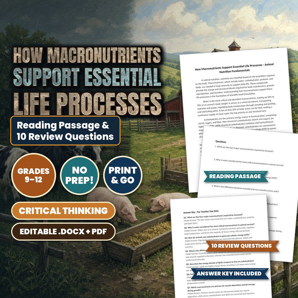 How Macronutrients Support Essential Life Processes Reading Worksheet cover