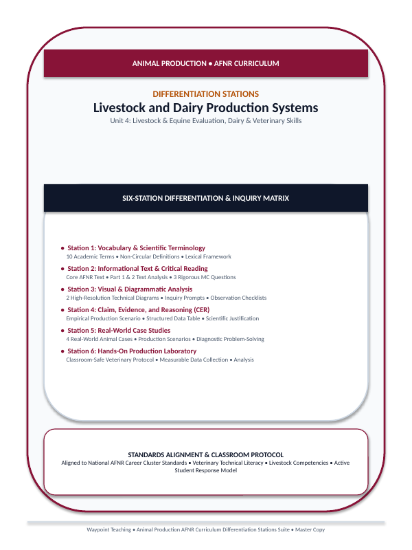 Livestock & Dairy Production Systems Differentiation Stations sample page