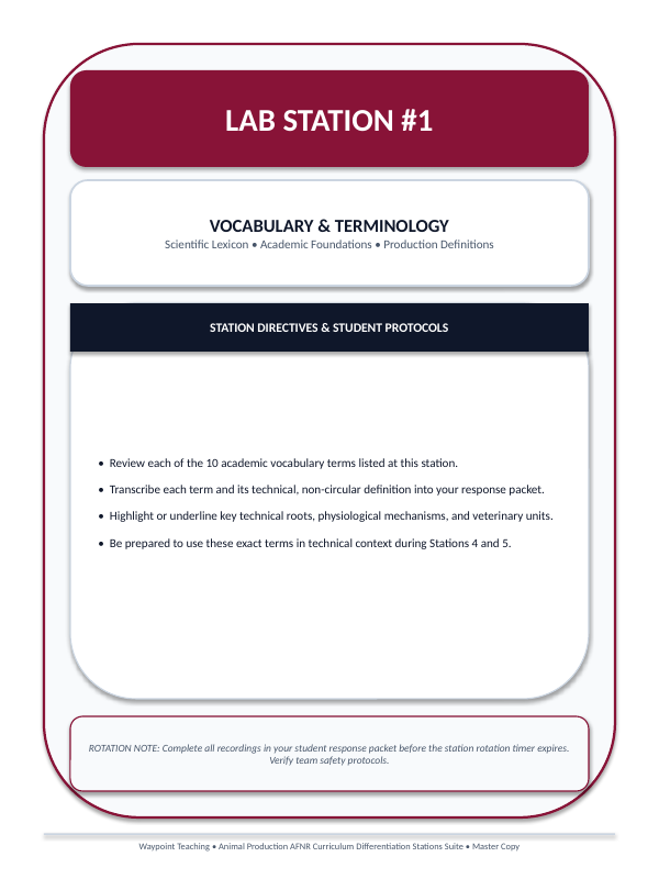 Proactive Animal Wellness and Protection Differentiation Stations sample page