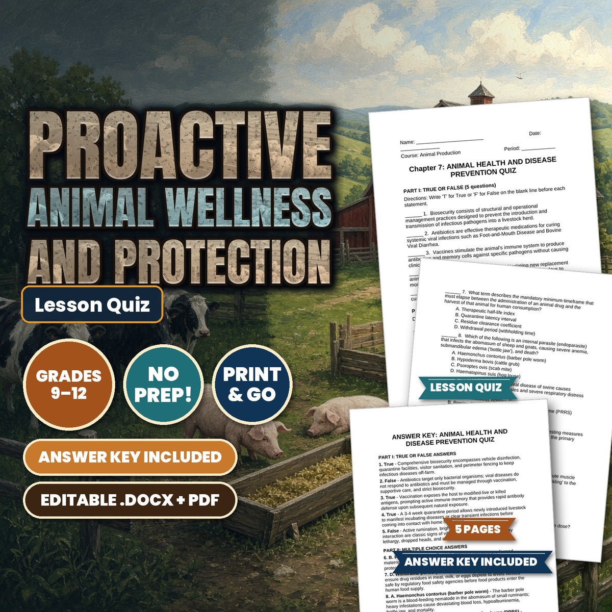 Proactive Animal Wellness and Protection Lesson Quiz cover