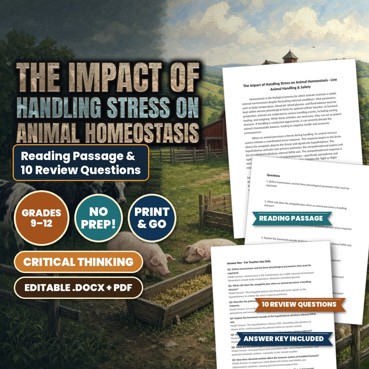 The Impact of Handling Stress on Animal Homeostasis Reading Worksheet cover