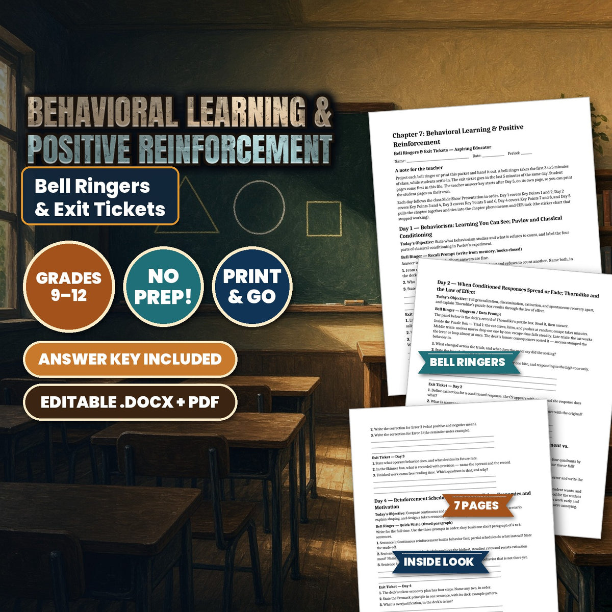 Behavioral Learning & Positive Reinforcement Bell Ringers & Exit Tickets cover
