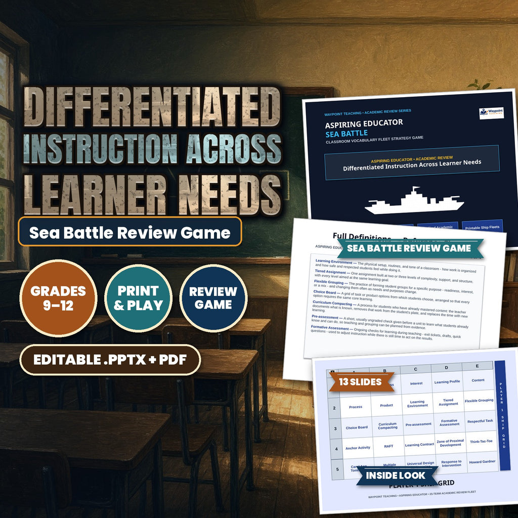 Differentiated Instruction Across Learner Needs Sea Battle Review Game cover