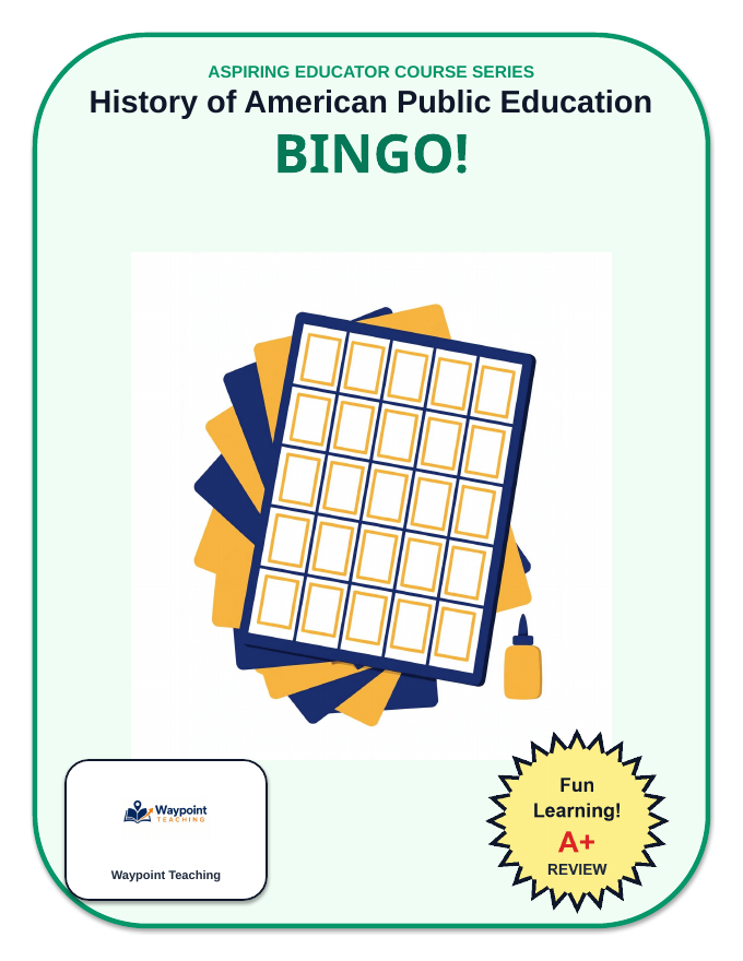 History of American Public Education BINGO Review Game sample page