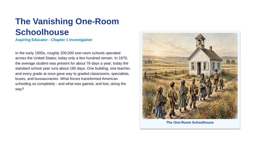 History of American Public Education Phenomena-Based Lesson: The Vanishing One-Room Schoolhouse Presentation sample page