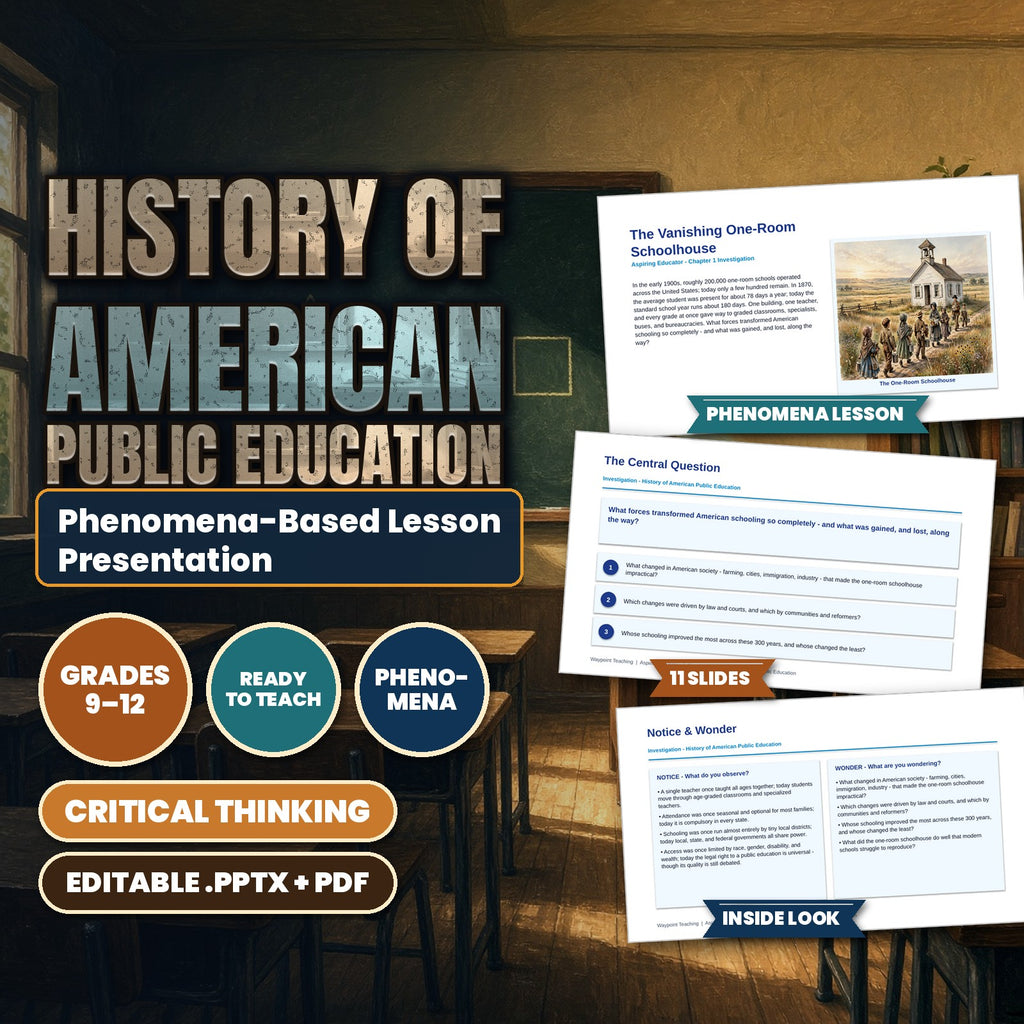 History of American Public Education Phenomena-Based Lesson: The Vanishing One-Room Schoolhouse Presentation cover