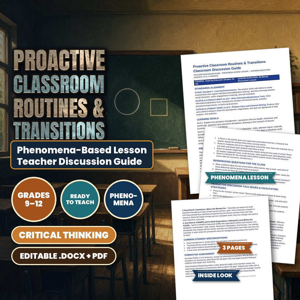 Proactive Classroom Routines & Transitions Phenomena-Based Lesson: The Twelve-Minute Transition Teacher Discussion Guide cover