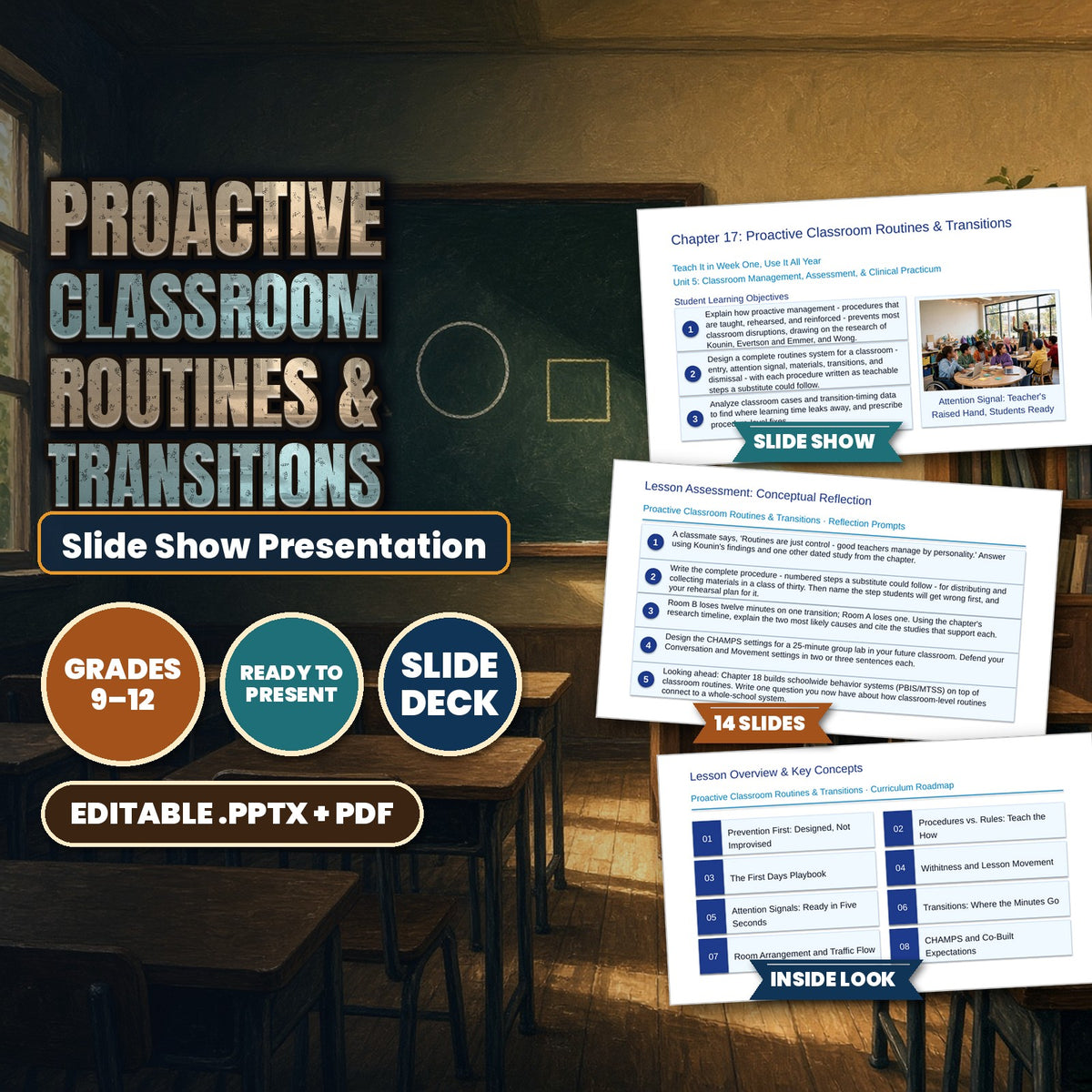 Proactive Classroom Routines & Transitions Slide Show Presentation cover