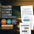 Proactive Classroom Routines & Transitions Vocabulary Choice Board cover