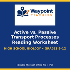 Active vs. Passive Transport Processes Reading Worksheet cover