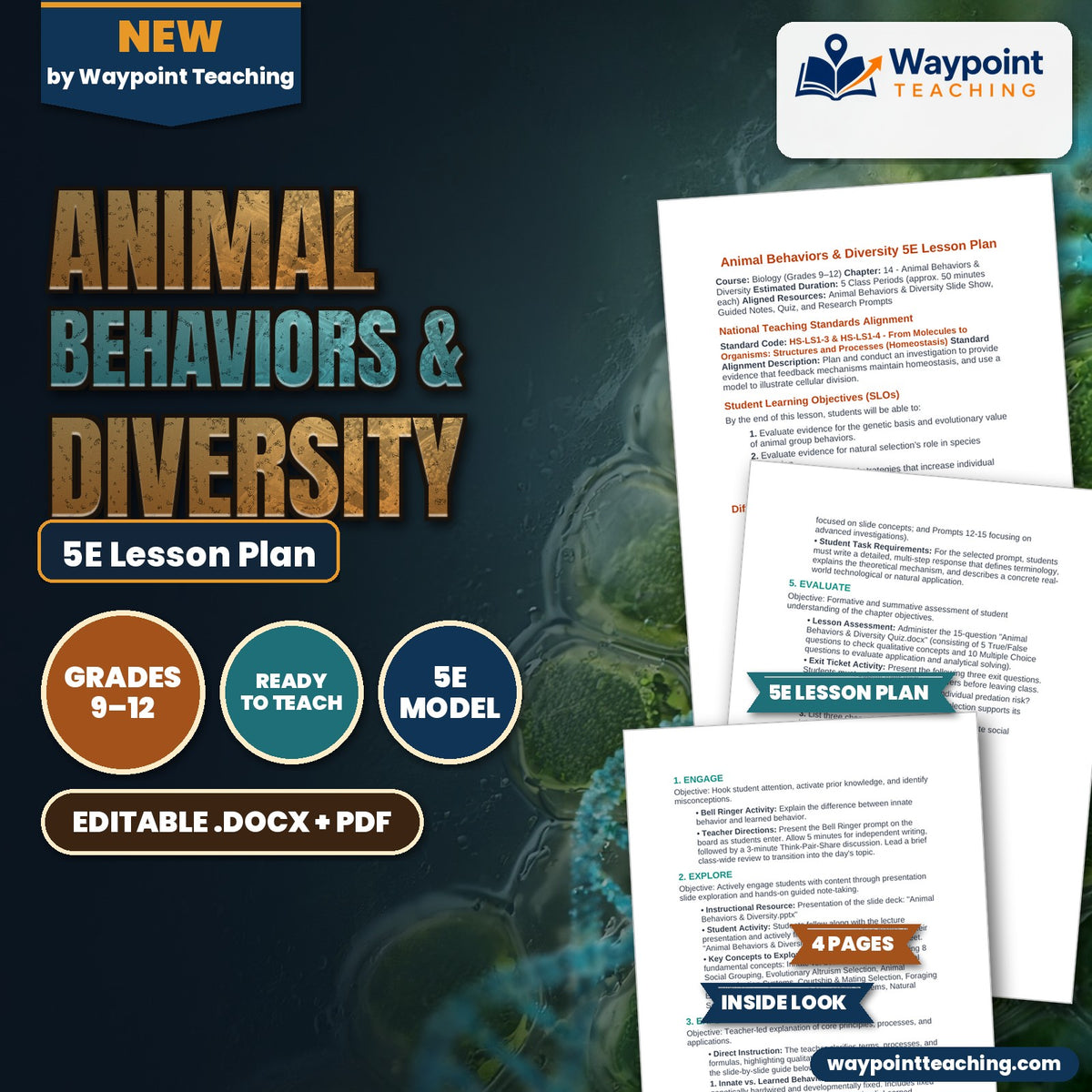 Animal Behaviors & Diversity 5E Lesson Plan cover