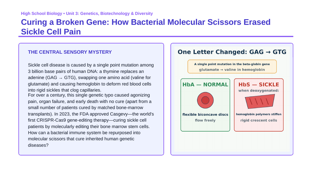 Applied Biology Phenomena-Based Lesson: CRISPR Sickle Cell Gene Editing Presentation sample page