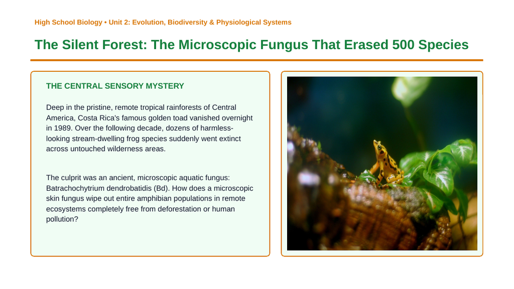 Biodiversity Phenomena-Based Lesson: Chytrid Amphibian Dieoff Presentation sample page